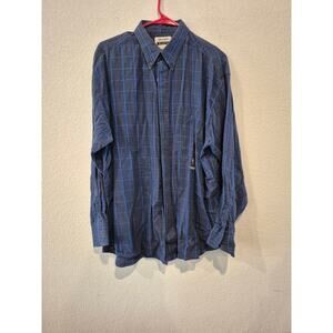 Wrangler Riata Men’s Plaid Button Down Shirt Blue Long‎ Sleeve XL 17.5 34/35